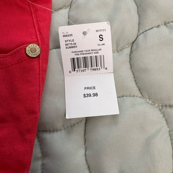 *Wallflower Maternity Shorts Coral/Red Jean Boho Fringe Belt OverBelly Small NWT - Picture 4 of 8